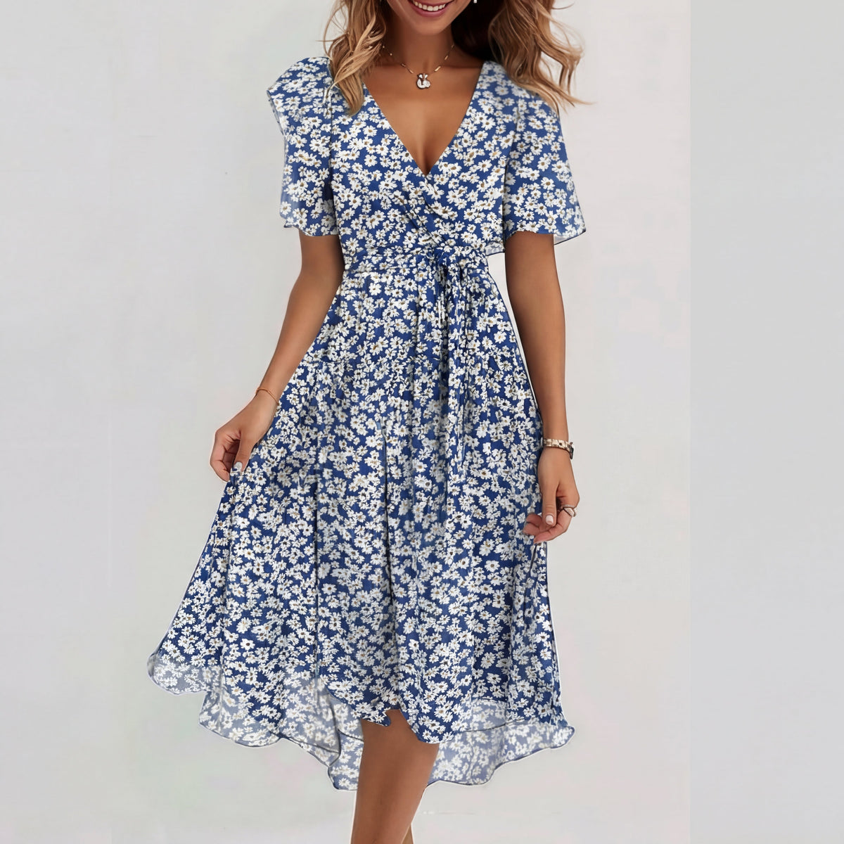 Fiona - Vestido midi especial de manga corta