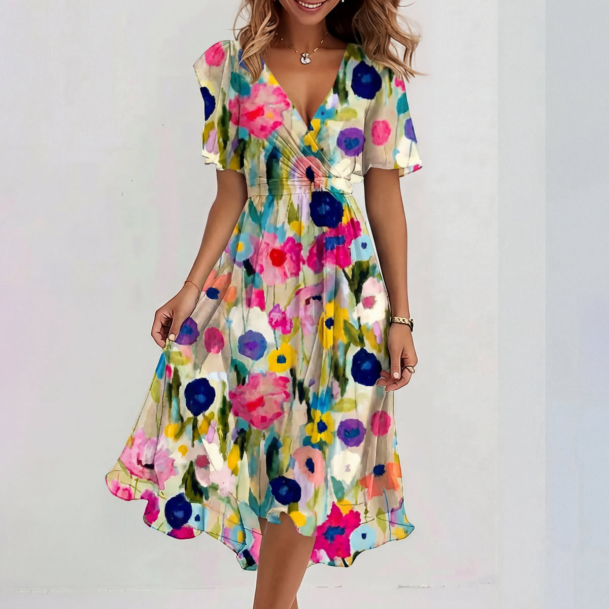 Fiona - Vestido midi especial de manga corta