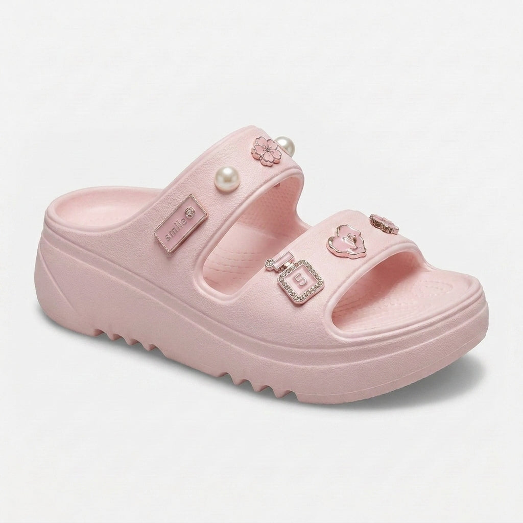 Perla | Sandalias de Plataforma con Pines Decorativos