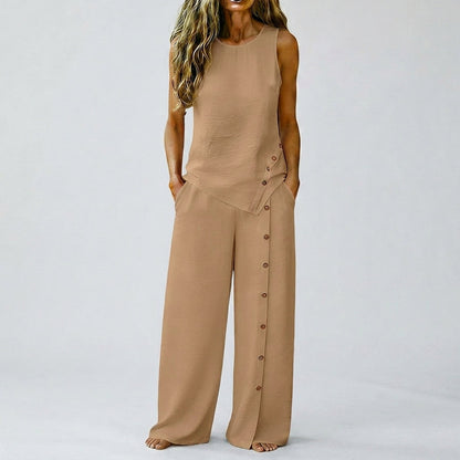 Claudia - Conjunto de top sin mangas y pantalón de pierna ancha