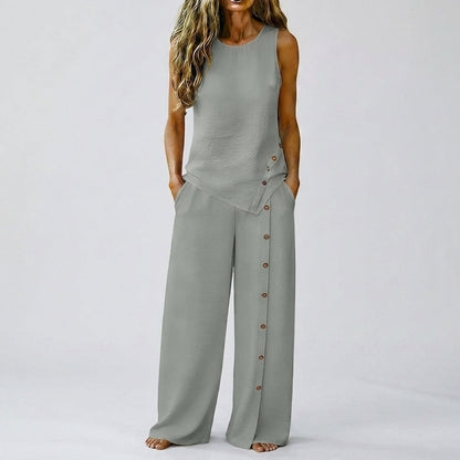 Claudia - Conjunto de top sin mangas y pantalón de pierna ancha