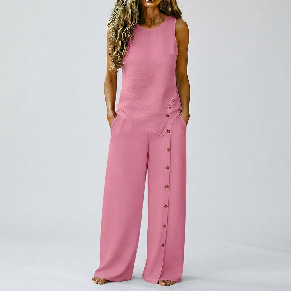 Claudia - Conjunto de top sin mangas y pantalón de pierna ancha