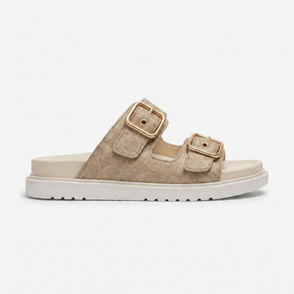 Luna | Sandalias de Doble Hebilla Dorada