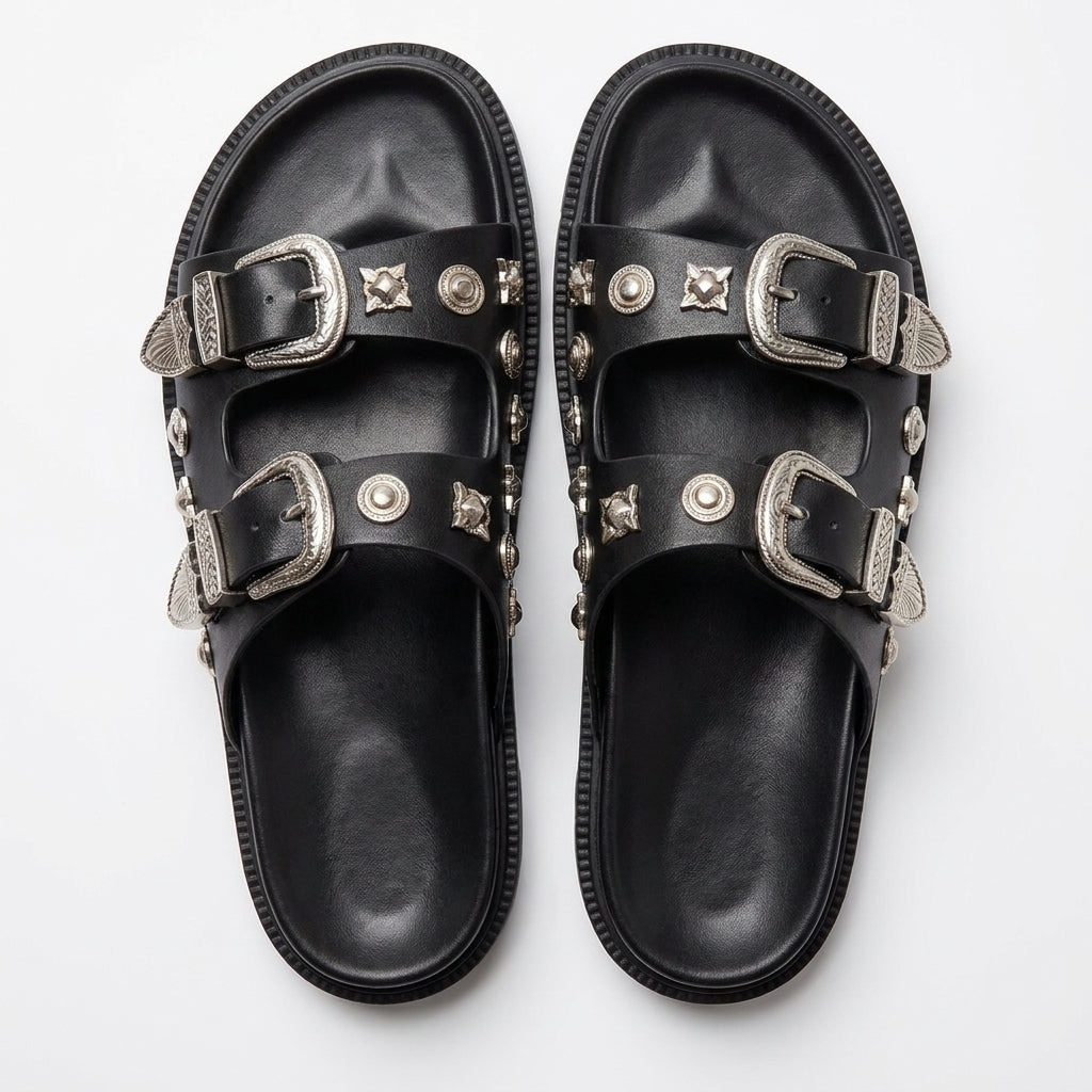 Mar | Sandalias de Doble Hebilla con Detalles Decorativos