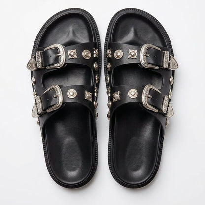 Mar | Sandalias de Doble Hebilla con Detalles Decorativos