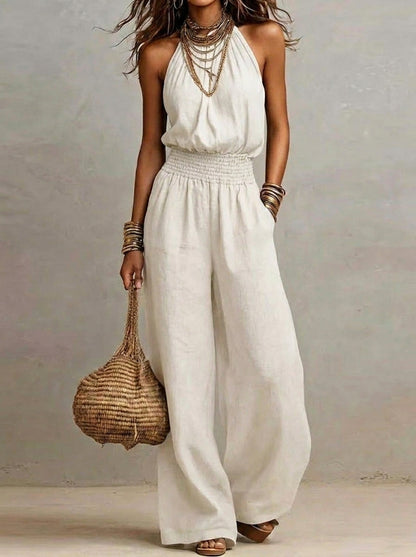 Selena - Mono elegante con cuello halter y pierna ancha