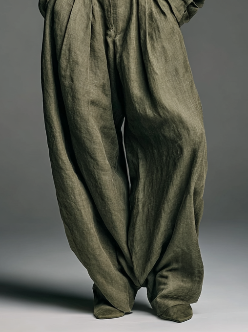 Conjunto Mujer Algodón Lino Camisa y Pantalón Ancho