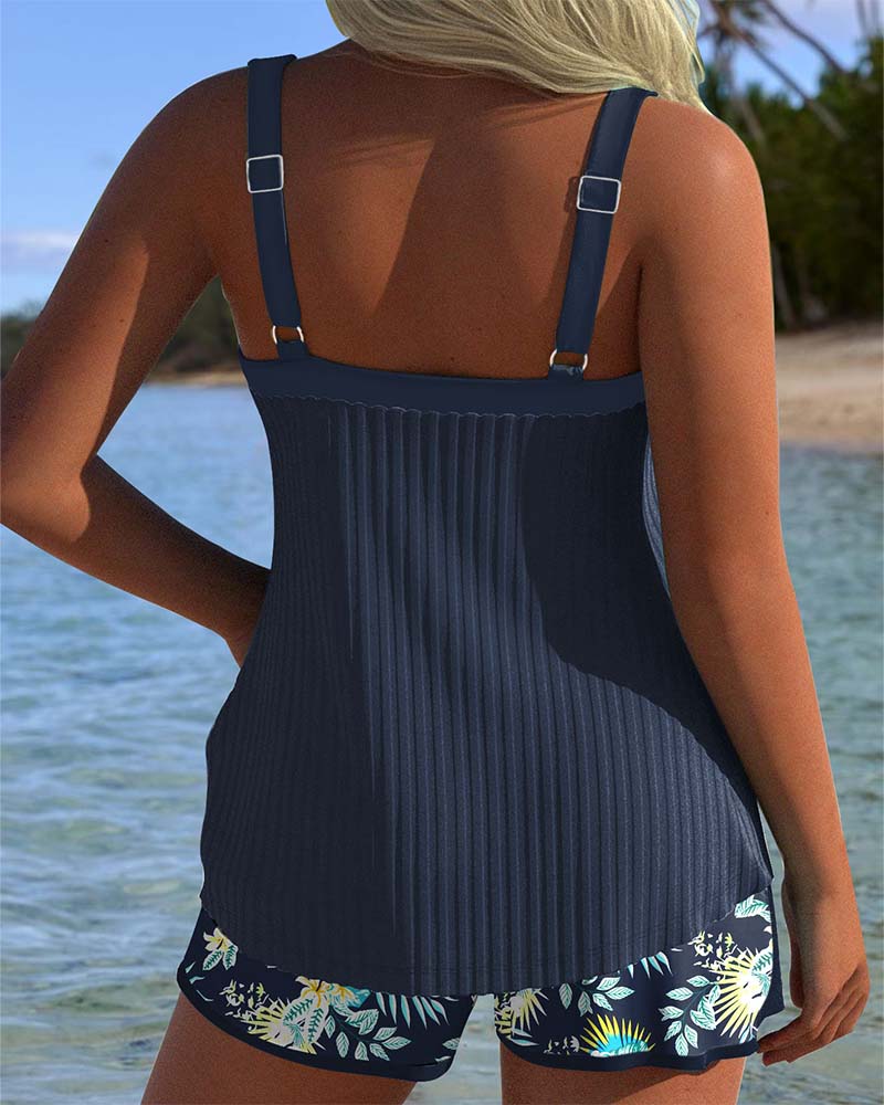 Paradise Glow | Tankini a rayas con braguita de dos piezas