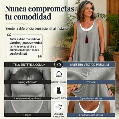 Marela - Vestido de doble capa sin mangas