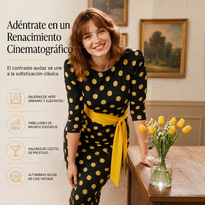Gabriela - Vestido retro de lunares con cintura ajustable
