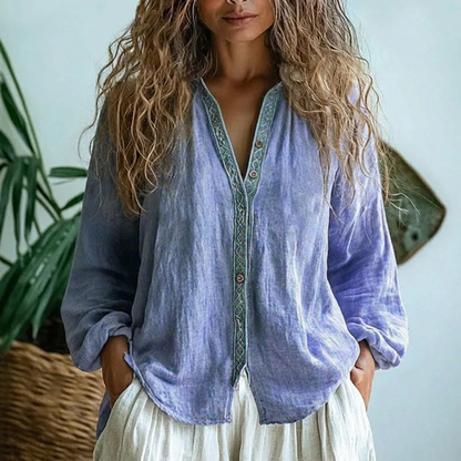 Oriana - blusa vintage con estampado de hojas