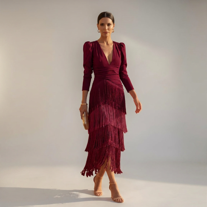 Sofía - Vestido con Flecos Elegante