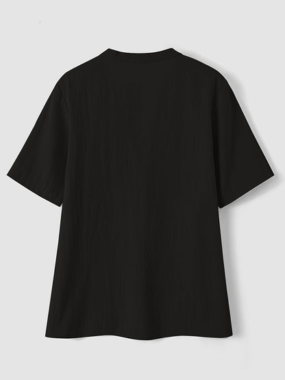 Blusa Elegante con Escote en V y Botones de Madera