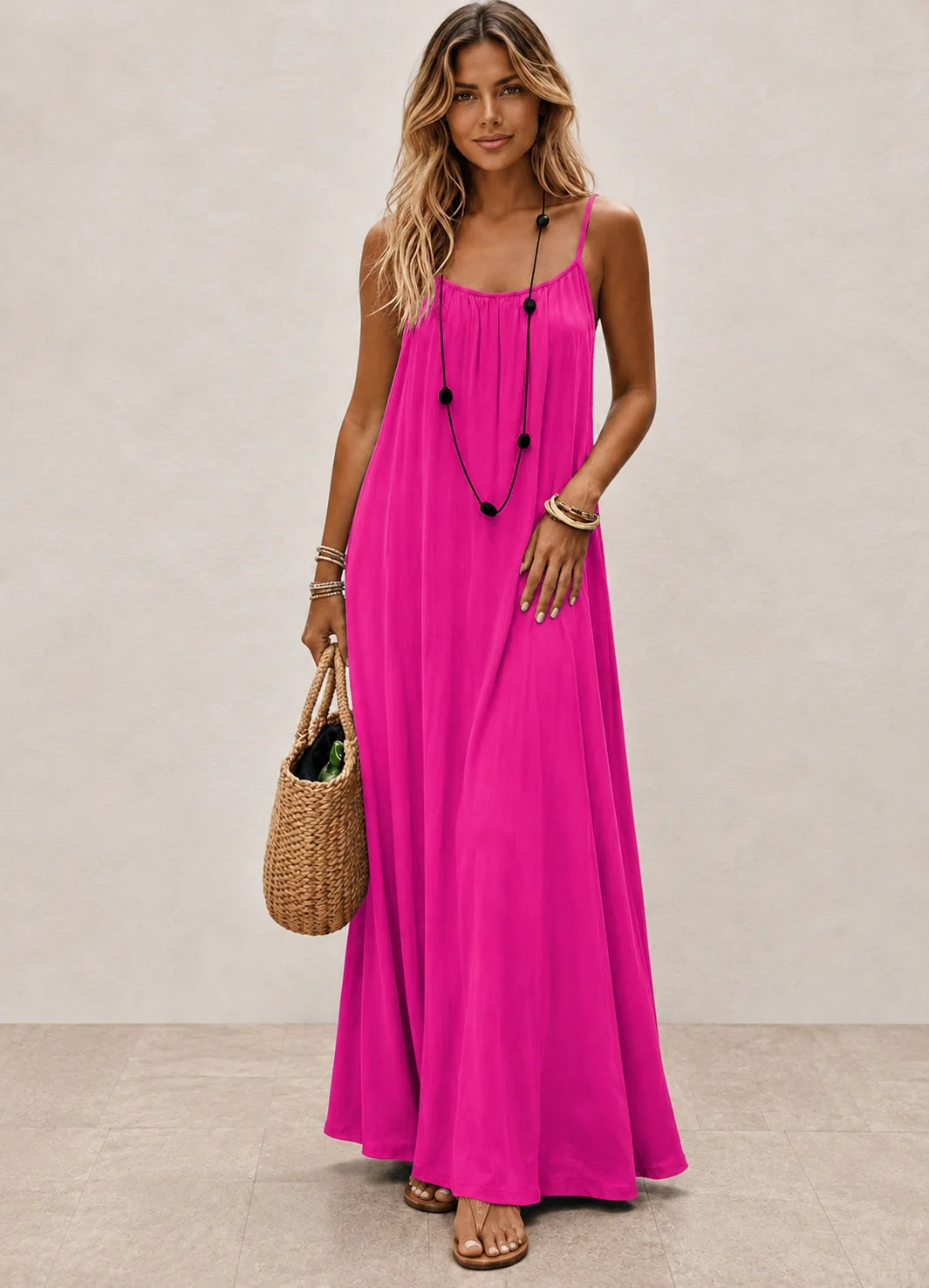 Vestido largo espalda escotada con lazo ajustable