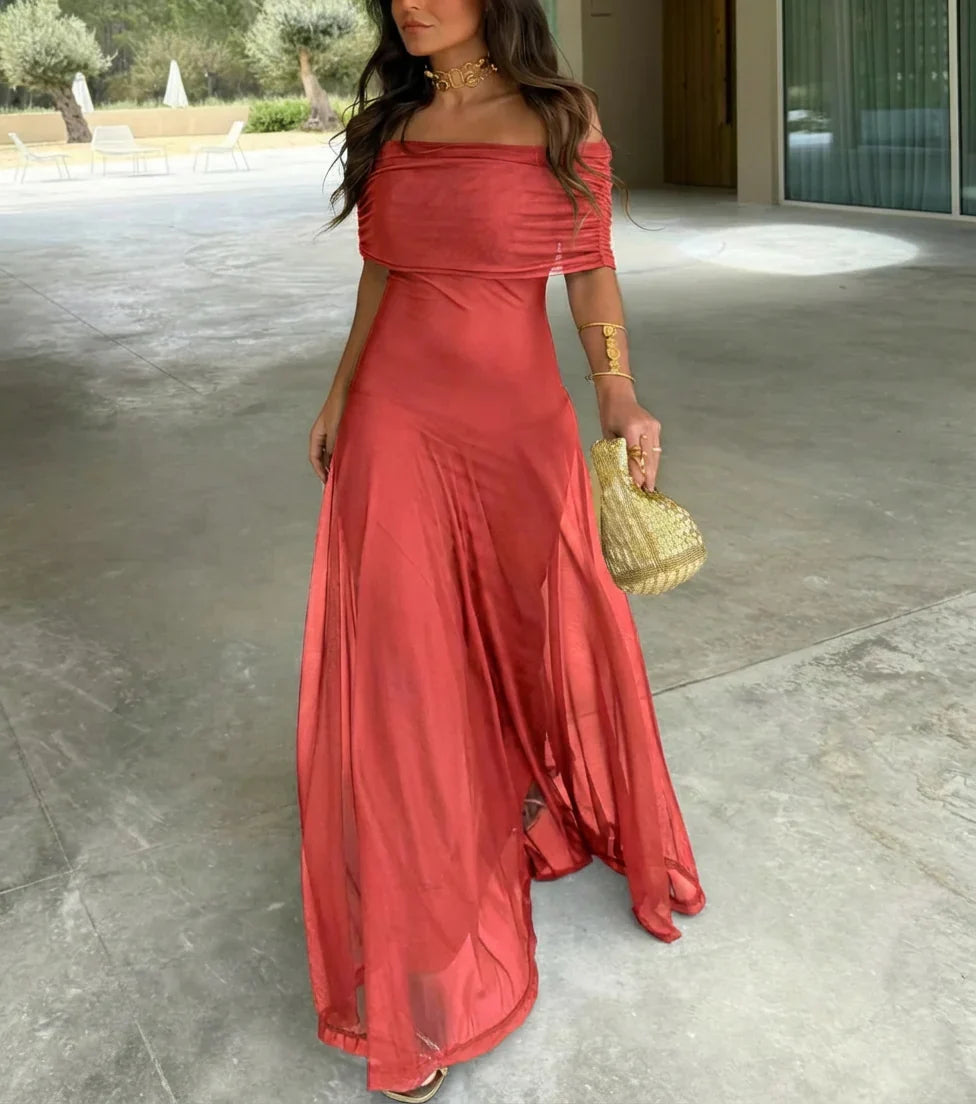 Catalina - Vestido asimétrico de mesh