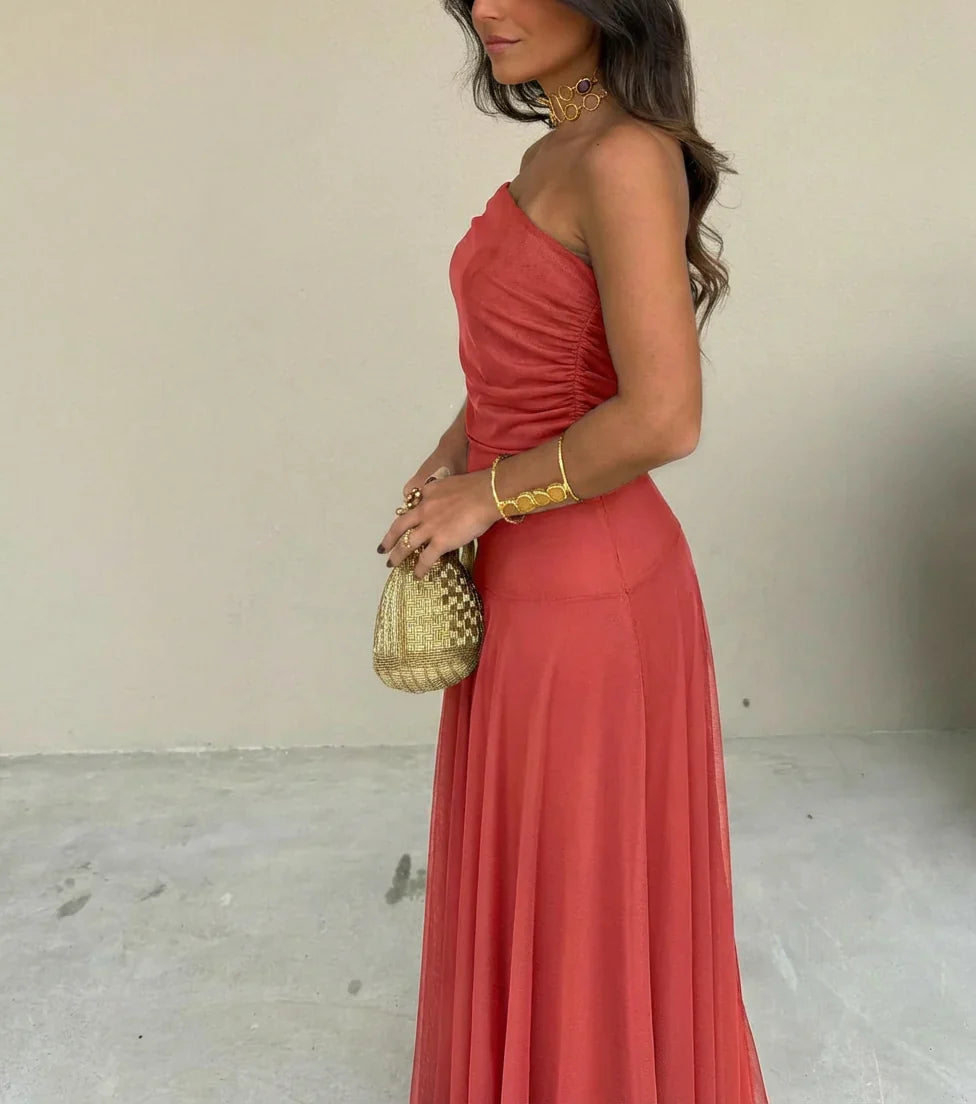 Catalina - Vestido asimétrico de mesh