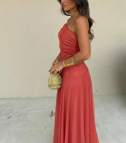Catalina - Vestido asimétrico de mesh