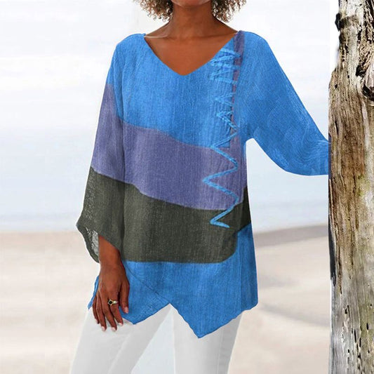 Blusa Elegante de Mujer con Estampado Artístico