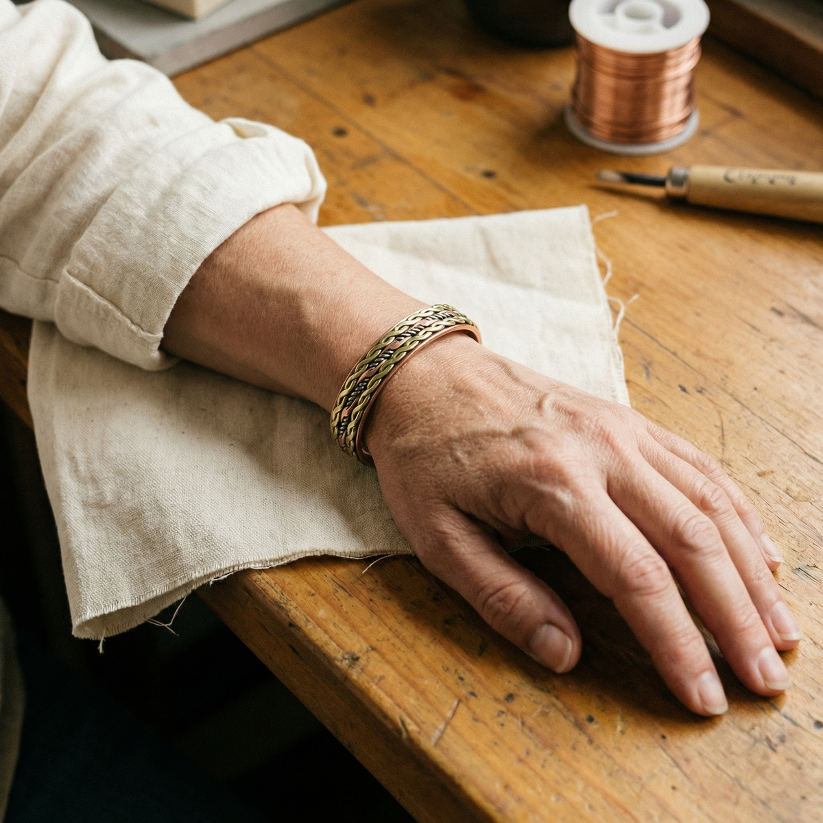Pulsera trenzada de cobre
