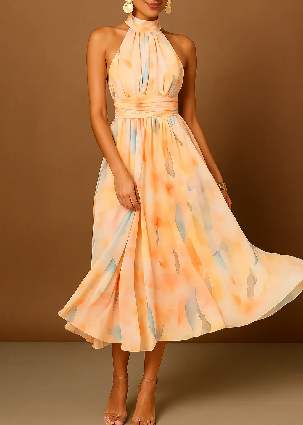 Nora - Vestido Largo con Estampado Acuarela