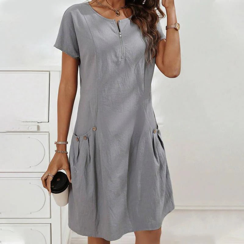 Mireia - Vestido con cremallera y bolsillos con botones