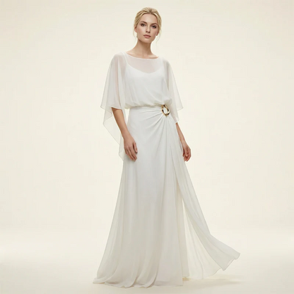 Iria - Conjunto elegante con mangas capa y pantalón fluido