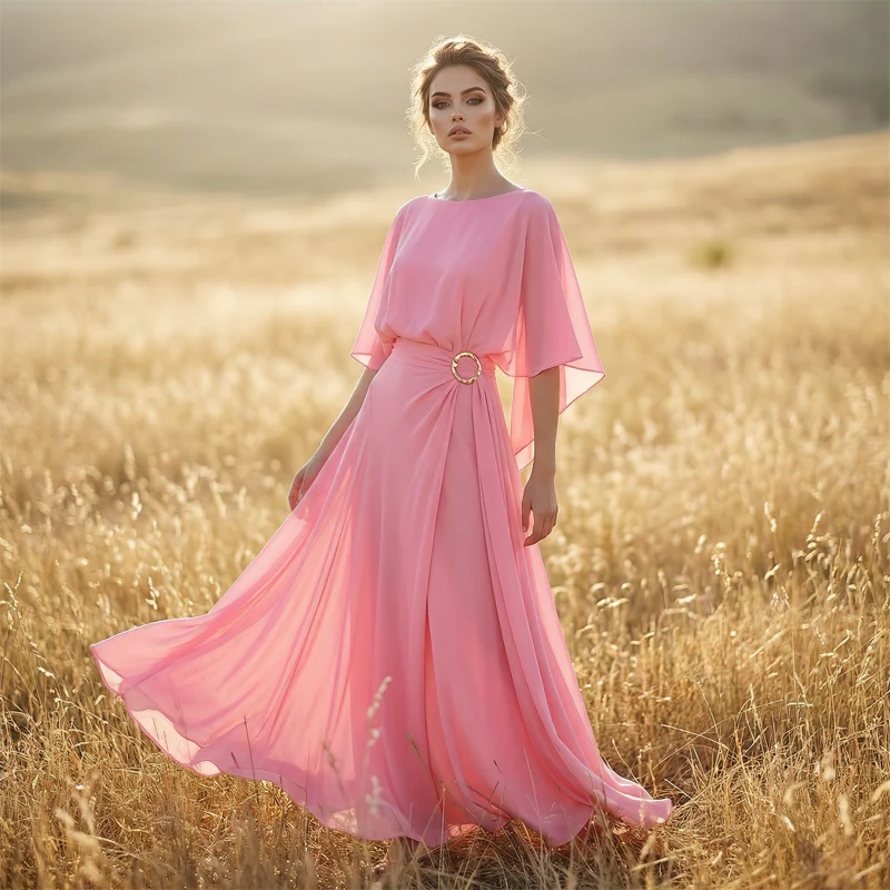 Iria - Conjunto elegante con mangas capa y pantalón fluido