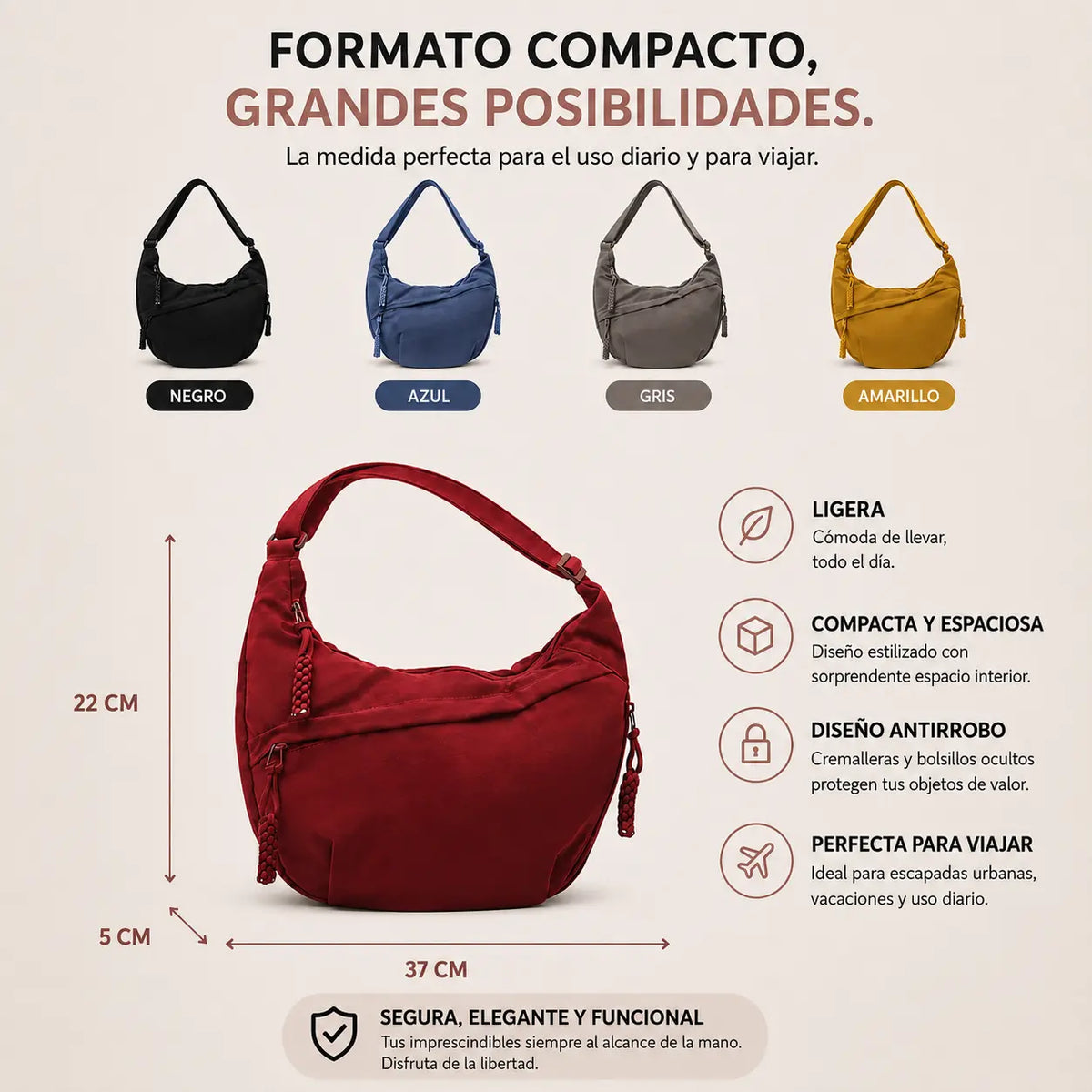 Gabriela | Bolso de hombro ocre