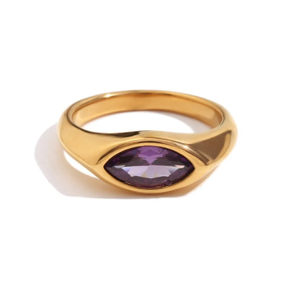 Isabella Anillo Dorado con Circón Marquesa de Colores