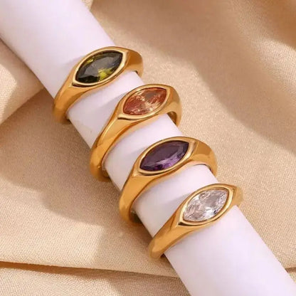 Isabella Anillo Dorado con Circón Marquesa de Colores