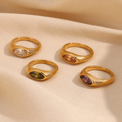 Isabella Anillo Dorado con Circón Marquesa de Colores