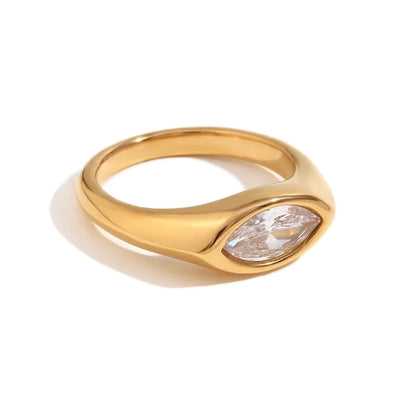 Isabella Anillo Dorado con Circón Marquesa de Colores