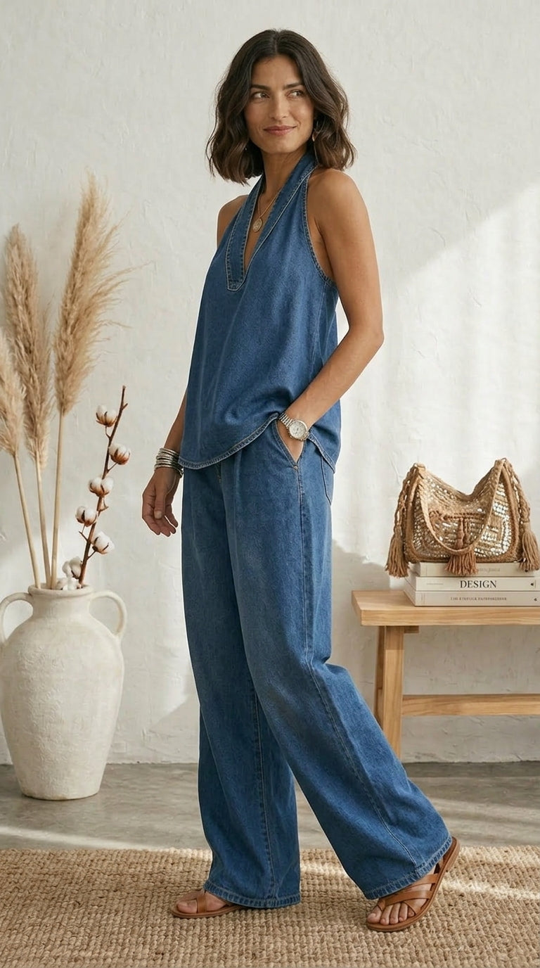 Ariadna | Conjunto Azul Verano Pernera Fluida
