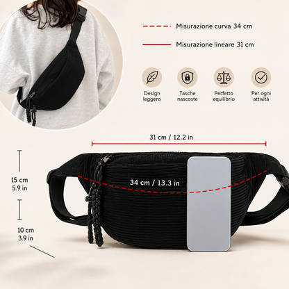 Maria | Bolso de hombro de terciopelo acanalado