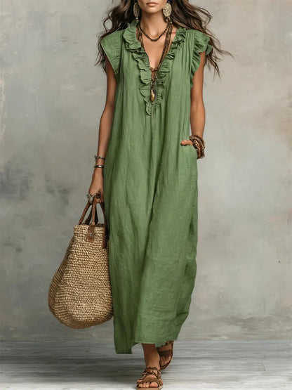Olimpia Vestido Maxi Bohemio con Escote en V