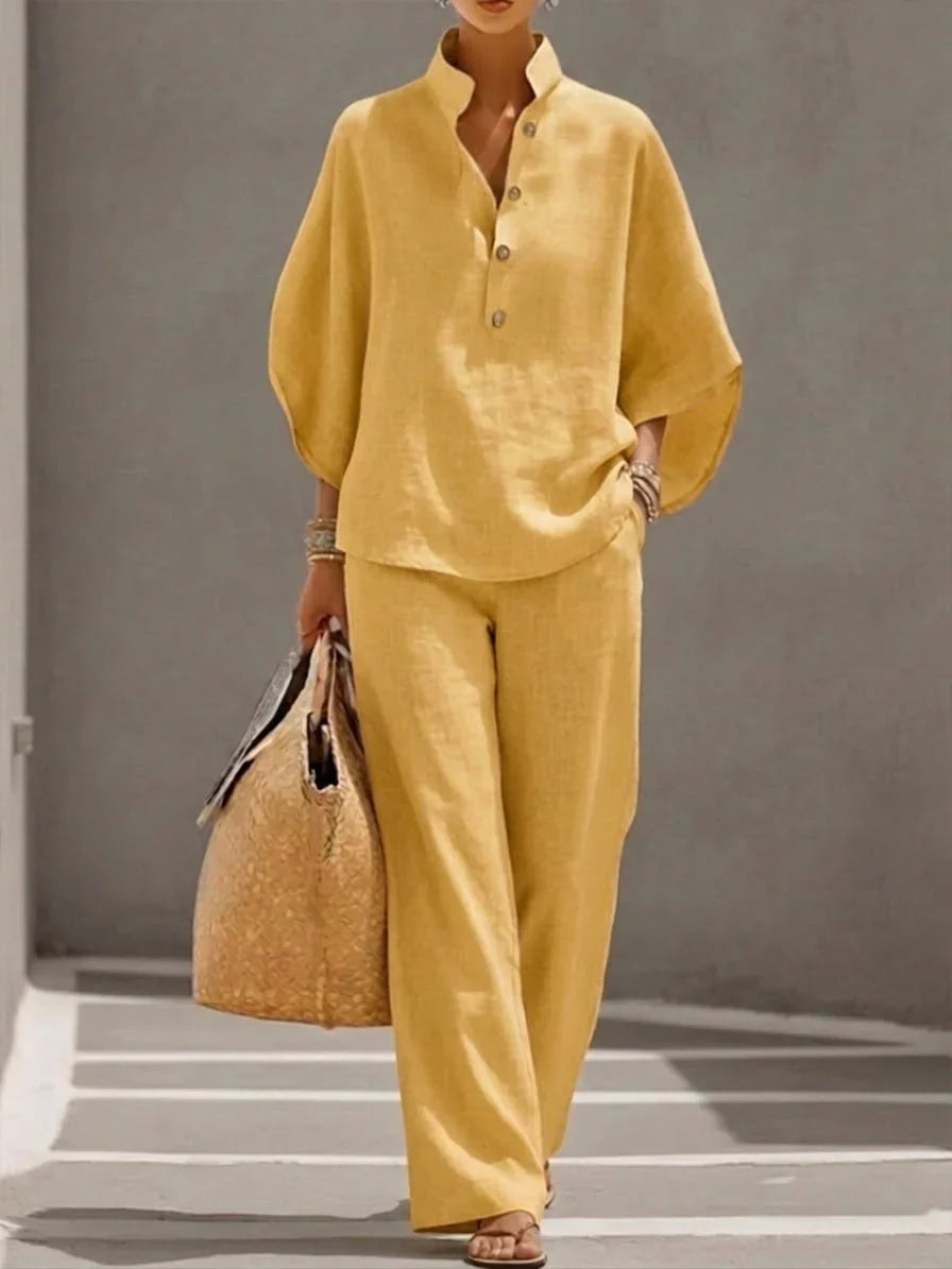 Mara - Conjunto fluido con manga murciélago y pantalón amplio