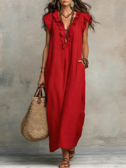 Olimpia Vestido Maxi Bohemio con Escote en V