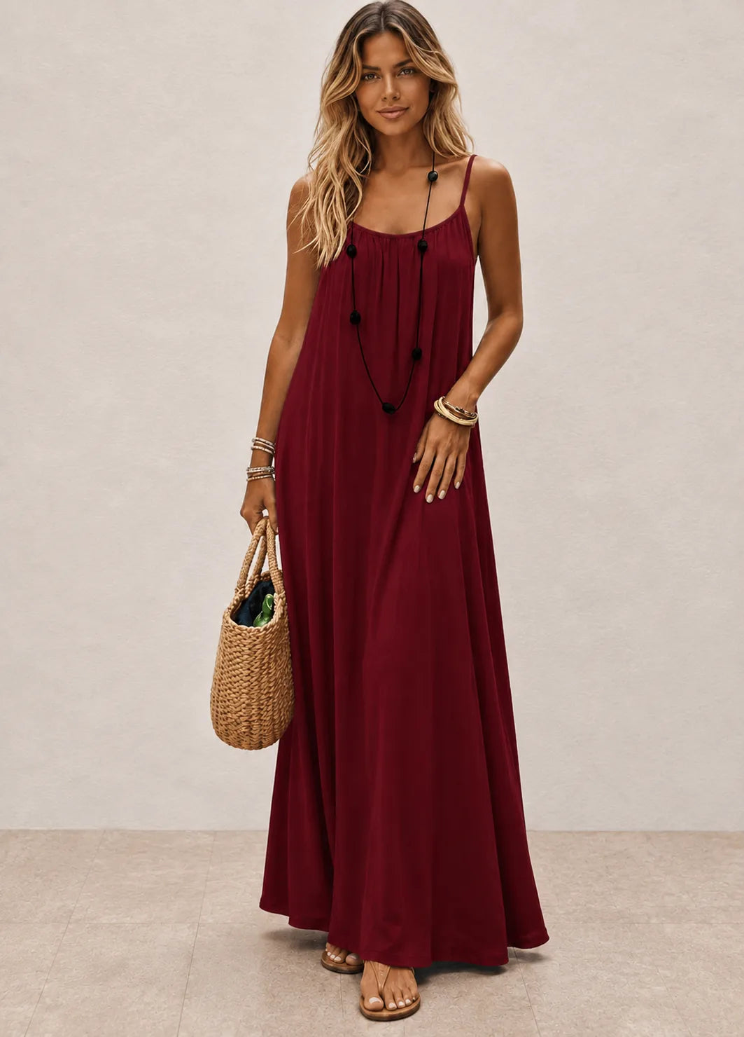 Vestido largo espalda escotada con lazo ajustable