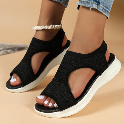 Sandalias planas y transpirables con puntera abierta para mujer, ideales para el verano