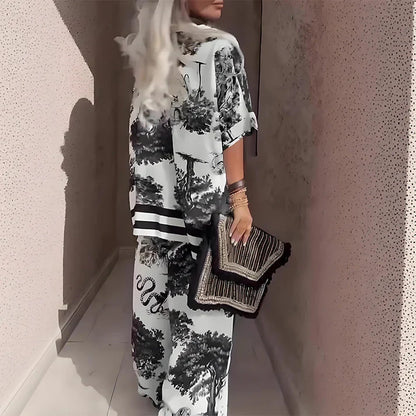 Selena - Conjunto estampado con pantalón fluido