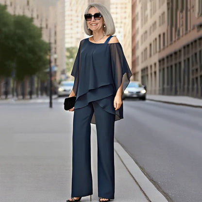 Alba - Conjunto de gasa plisada y pantalón ancho