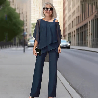 Alba - Conjunto de gasa plisada y pantalón ancho