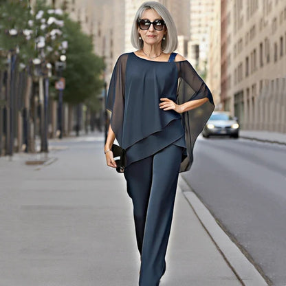 Alba - Conjunto de gasa plisada y pantalón ancho