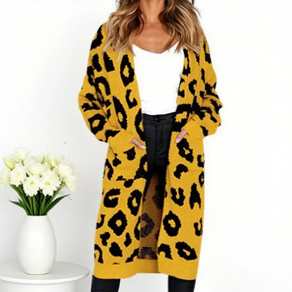 Valeria - Cárdigan largo con estampado de leopardo
