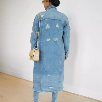 Camila | Chaqueta vaquera larga con roturas