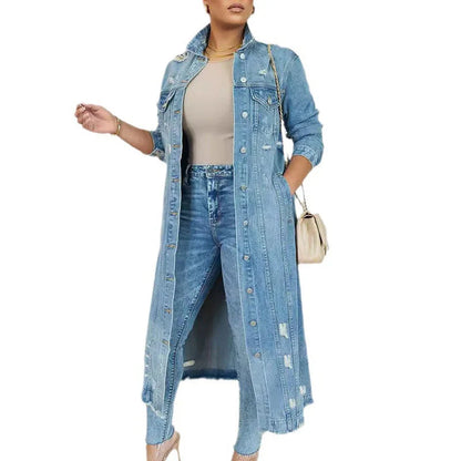 Patricia - Chaqueta vaquera larga con roturas