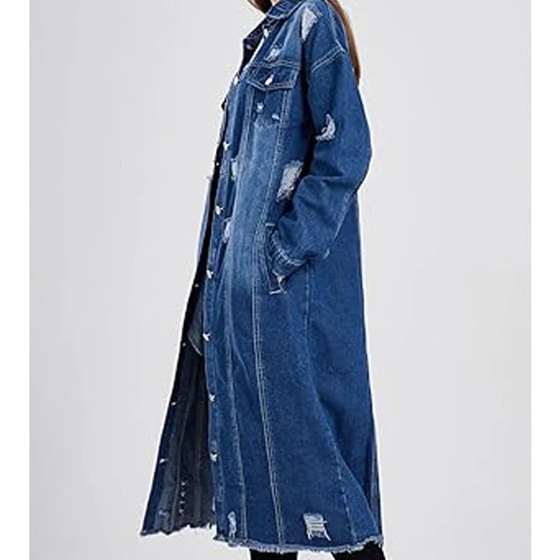 Camila | Chaqueta vaquera larga con roturas