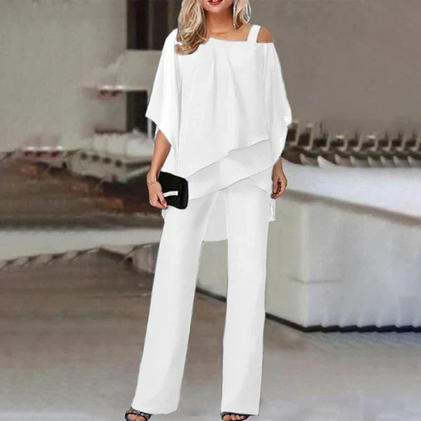 Alba - Conjunto de gasa plisada y pantalón ancho