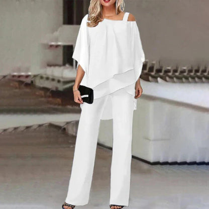 Alba - Conjunto de gasa plisada y pantalón ancho