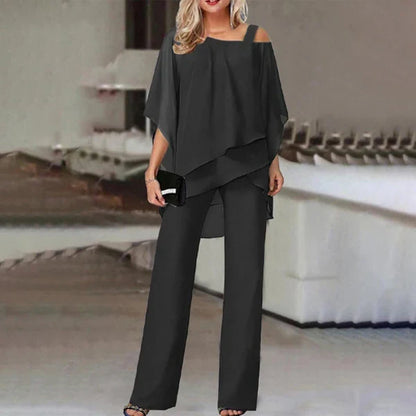 Alba - Conjunto de gasa plisada y pantalón ancho